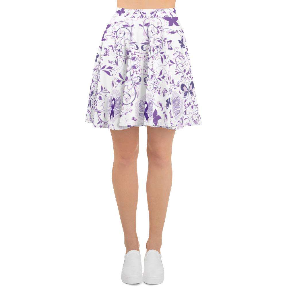 Designs by MyUtopia Shout Out:Epilepsy Awareness Ribbon and Butterfly Skater Skirt,XS,Skater Skirt