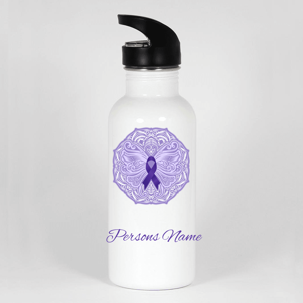 Designs by MyUtopia Shout Out:Epilepsy Awareness Ribbon and Butterfly Stainless Steel Wide Mouth 20 oz Water Bottle,Default Title,Water Bottles