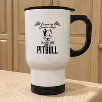 Load image into Gallery viewer, Designs by MyUtopia Shout Out:Everyone Has A Guardian Angel, The Lucky Ones Have A Pitbull 14 oz Stainless Steel Travel Coffee Mug w. Twist Close Lid
