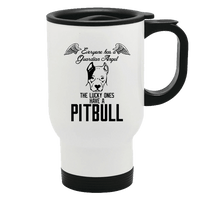 Load image into Gallery viewer, Designs by MyUtopia Shout Out:Everyone Has A Guardian Angel, The Lucky Ones Have A Pitbull 14 oz Stainless Steel Travel Coffee Mug w. Twist Close Lid
