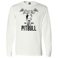 Load image into Gallery viewer, Designs by MyUtopia Shout Out:Everyone Has A Guardian Angel, The Lucky Ones Have A Pitbull Adult Long Sleeve Tee,White / S,Long Sleeve T-Shirts
