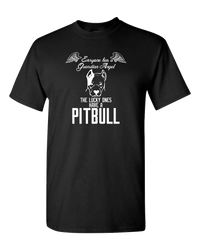 Load image into Gallery viewer, Designs by MyUtopia Shout Out:Everyone Has A Guardian Angel, The Lucky Ones Have A Pitbull Adult Unisex T-Shirt,S / Black,Adult Unisex T-Shirt
