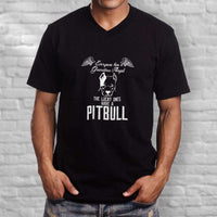 Load image into Gallery viewer, Designs by MyUtopia Shout Out:Everyone Has A Guardian Angel, The Lucky Ones Have A Pitbull Adult Unisex V Neck Tee
