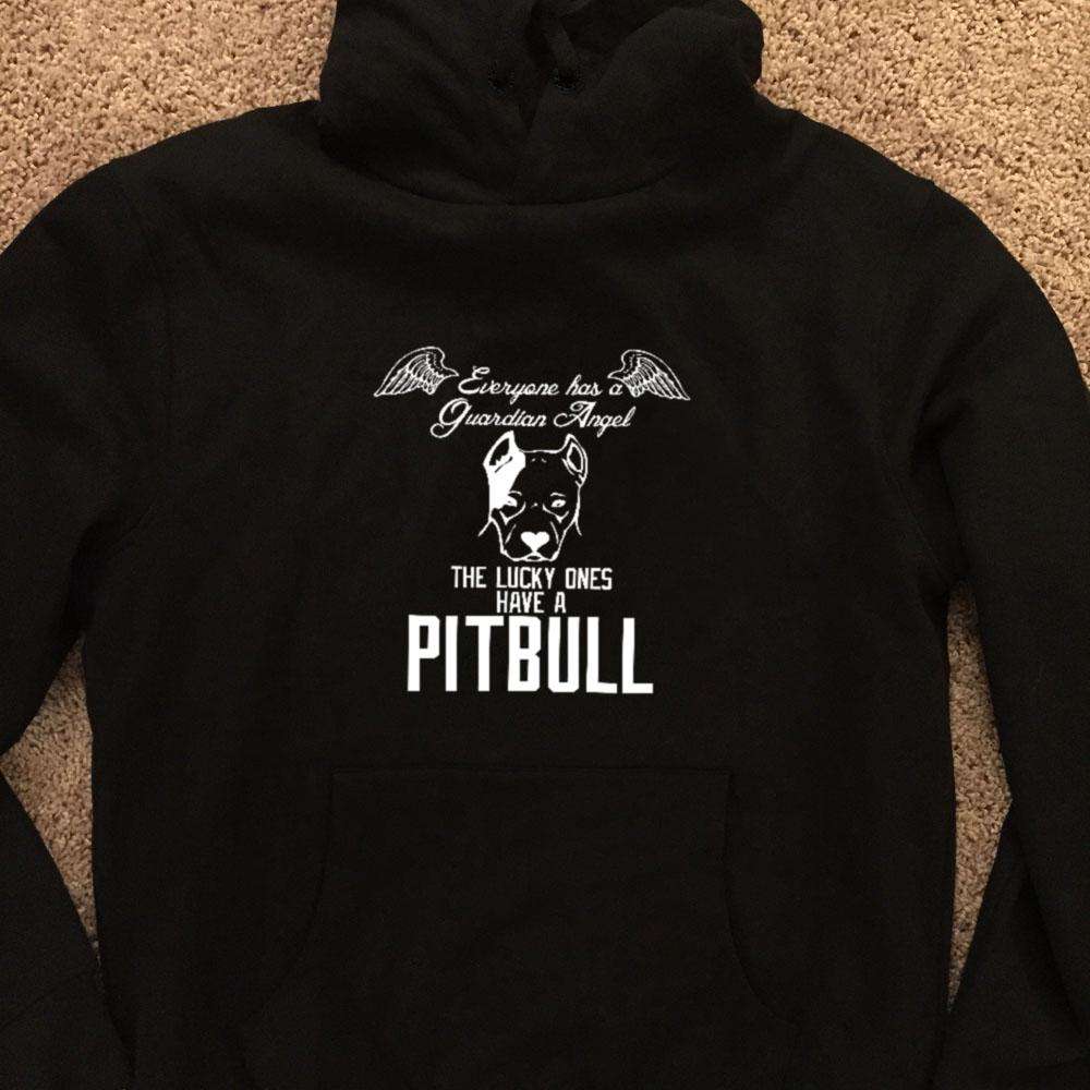 Designs by MyUtopia Shout Out:Everyone Has A Guardian Angel, The Lucky Ones Have A Pitbull Pullover Hoodie