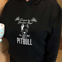 Load image into Gallery viewer, Designs by MyUtopia Shout Out:Everyone Has A Guardian Angel, The Lucky Ones Have A Pitbull Pullover Hoodie
