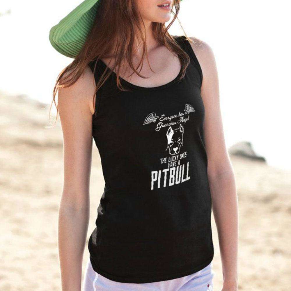 Designs by MyUtopia Shout Out:Everyone Has A Guardian Angel, The Lucky Ones Have A Pitbull Unisex Tank Top