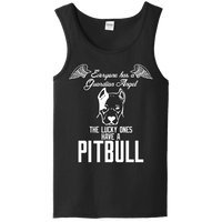Load image into Gallery viewer, Designs by MyUtopia Shout Out:Everyone Has A Guardian Angel, The Lucky Ones Have A Pitbull Unisex Tank Top,Black / S,Tank Tops
