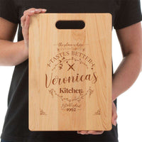 Load image into Gallery viewer, Designs by MyUtopia Shout Out:Everything Tastes Better Personalized Gift for Chef - Engraved with Name and Special Year,Select Your Size,Cutting Board
