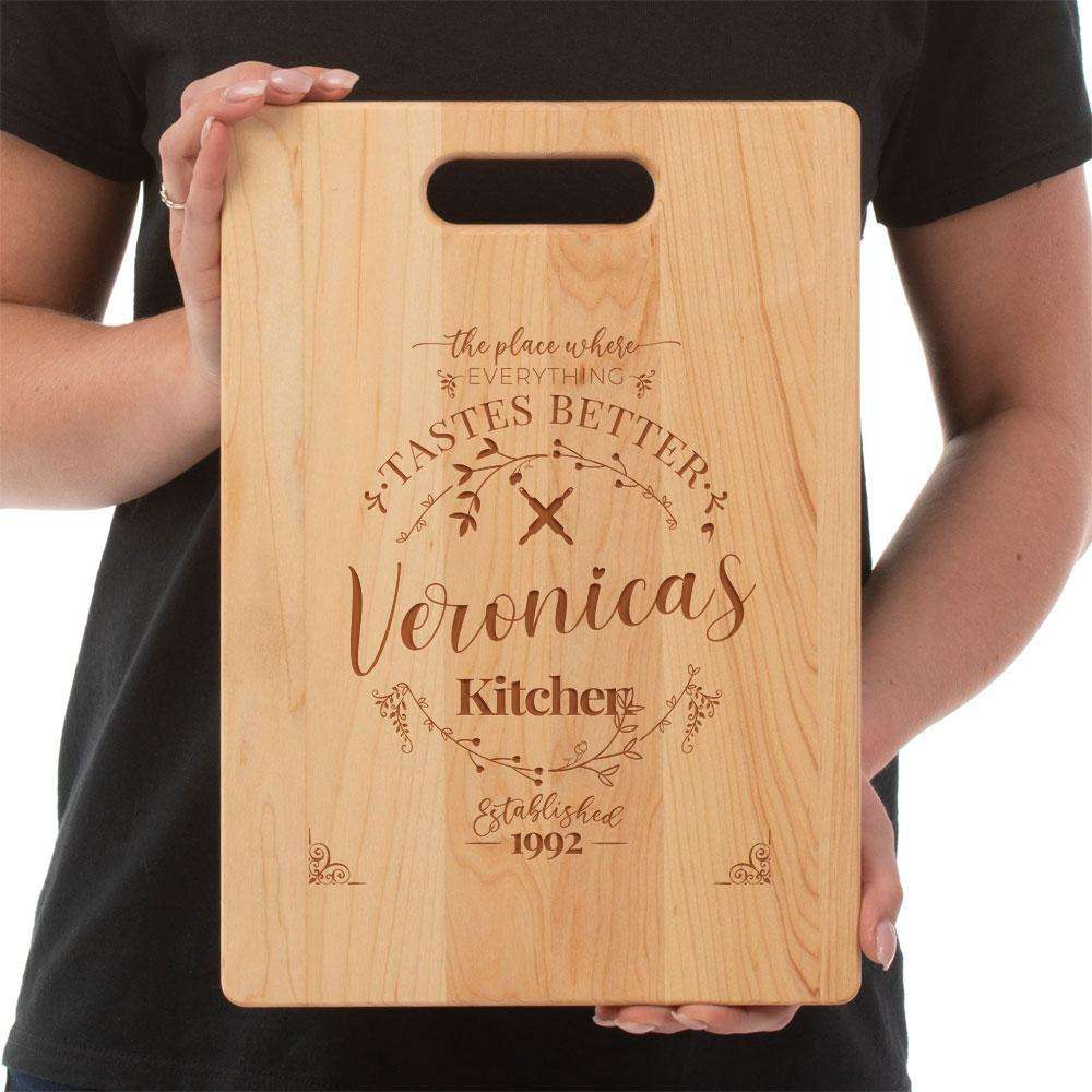 Designs by MyUtopia Shout Out:Everything Tastes Better Personalized Gift for Chef - Engraved with Name and Special Year,Select Your Size,Cutting Board