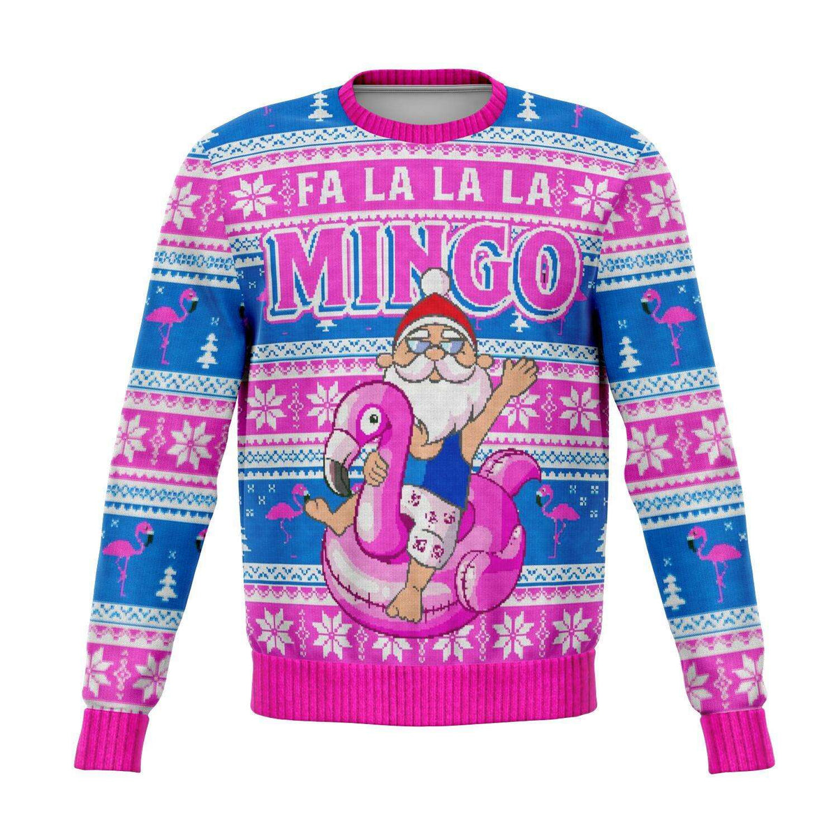 Designs by MyUtopia Shout Out:Fa La La La Mingo - Funny Christmas Fleece Lined Fashion Sweatshirt,XS / Multi,Fashion Sweatshirt - AOP