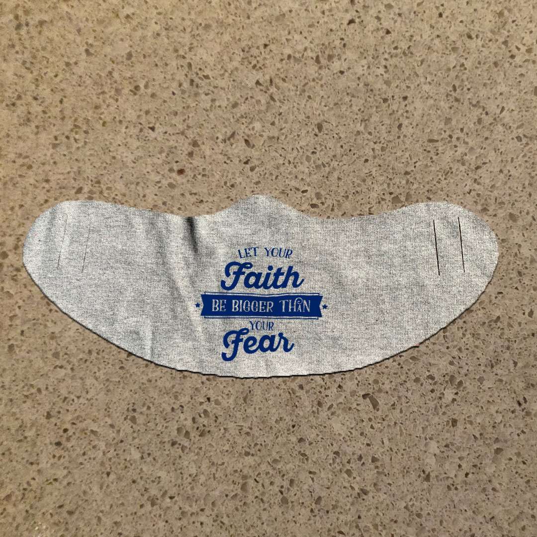 Designs by MyUtopia Shout Out:Faith Bigger Than Fear Fabric Face Covering / Face Mask,Athletic Heather,Fabric Face Mask