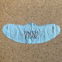 Load image into Gallery viewer, Designs by MyUtopia Shout Out:Faith Fear Fabric Face Covering / Face Mask,Light Blue,Fabric Face Mask
