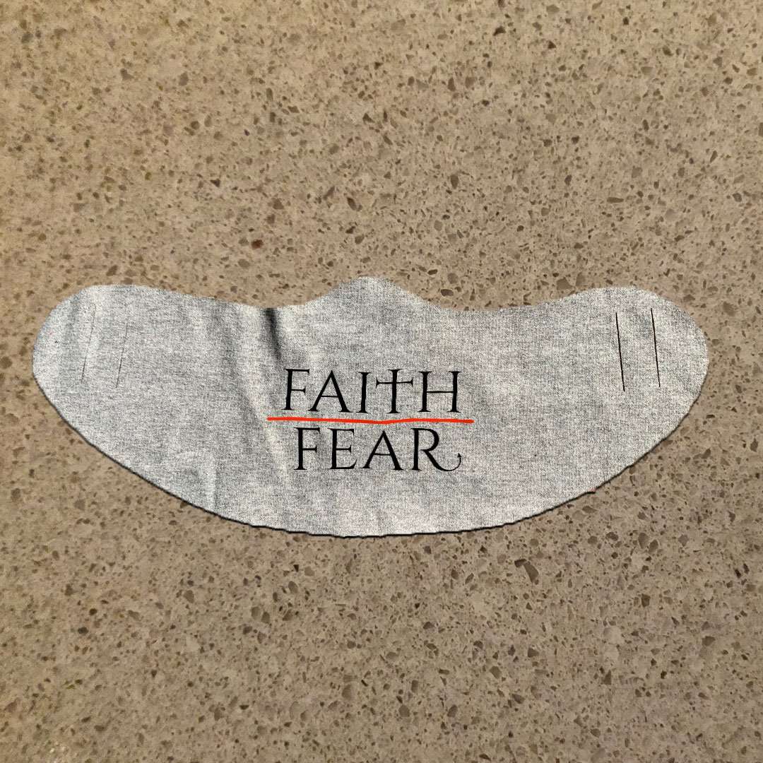 Designs by MyUtopia Shout Out:Faith Fear Fabric Face Covering / Face Mask,Athletic Heather,Fabric Face Mask