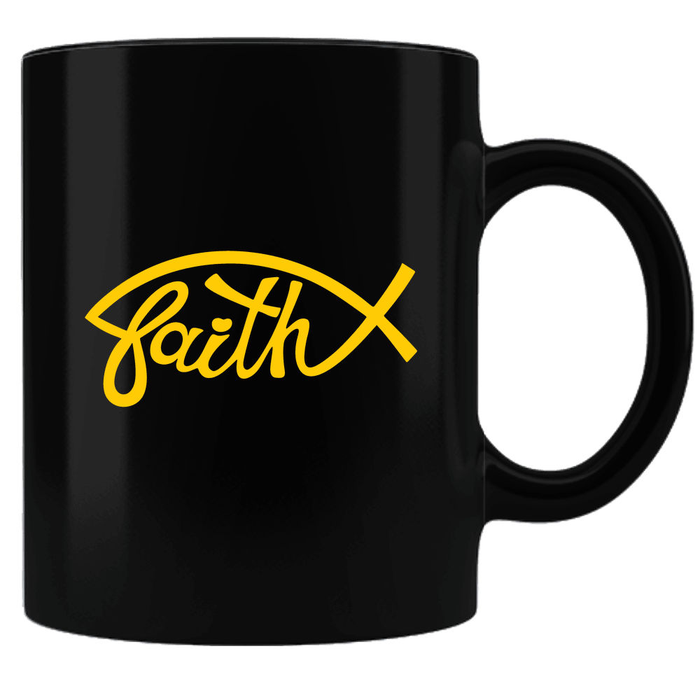 Designs by MyUtopia Shout Out:Faith Fish Christian 11 oz Ceramic Coffee Mug,Default Title,Ceramic Coffee Mug