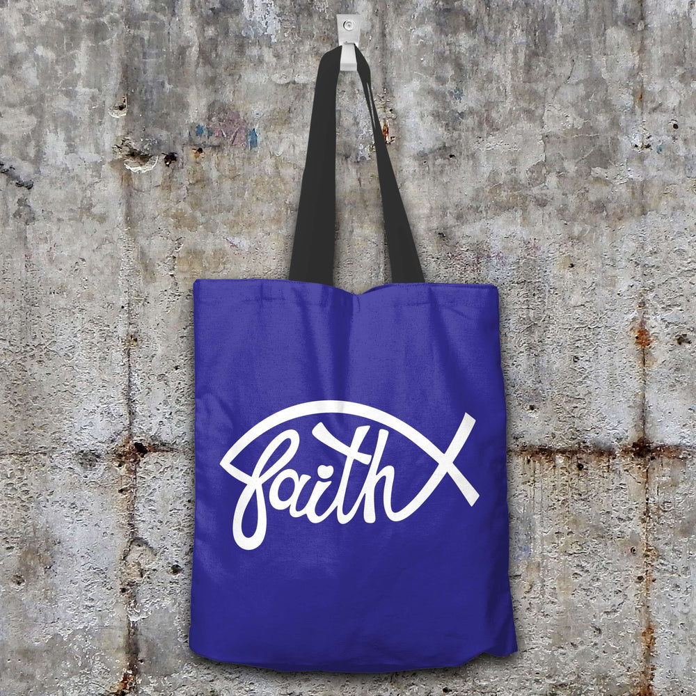 Designs by MyUtopia Shout Out:Faith Fish Christian Fabric Totebag