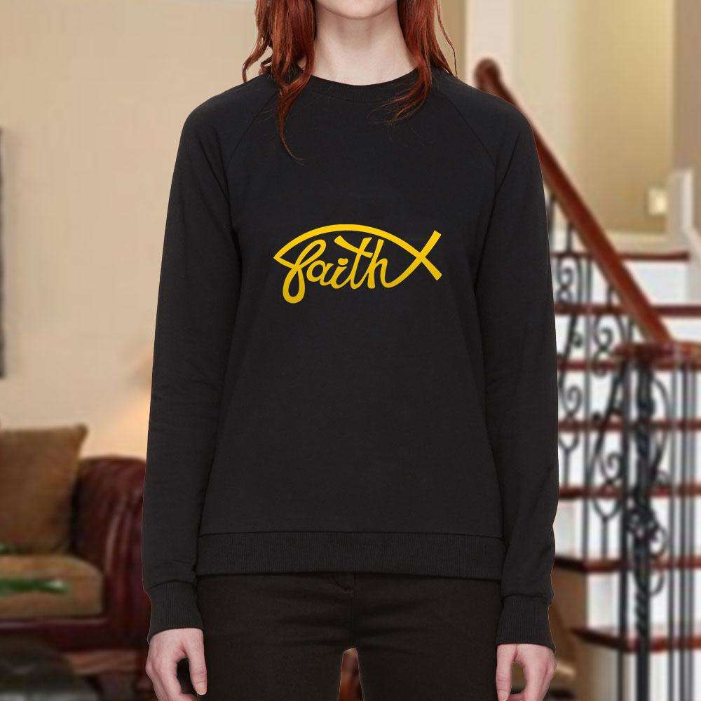 Designs by MyUtopia Shout Out:Faith Fish Christian Faith Crewneck Sweatshirt
