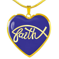 Load image into Gallery viewer, Designs by MyUtopia Shout Out:Faith Fish Christian Faith Personalized Engravable Keepsake Heart Necklace,18k Gold finish on Stainless Steel / No,Necklace
