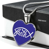 Load image into Gallery viewer, Designs by MyUtopia Shout Out:Faith Fish Christian Faith Personalized Engravable Keepsake Heart Necklace
