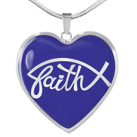 Load image into Gallery viewer, Designs by MyUtopia Shout Out:Faith Fish Christian Faith Personalized Engravable Keepsake Heart Necklace

