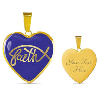 Load image into Gallery viewer, Designs by MyUtopia Shout Out:Faith Fish Christian Faith Personalized Engravable Keepsake Heart Necklace,18k Gold finish on Stainless Steel / Yes,Necklace
