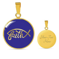 Load image into Gallery viewer, Designs by MyUtopia Shout Out:Faith Fish Christian Faith Personalized Engravable Keepsake Necklace,18k Gold finish on Stainless Steel / Yes,Necklace
