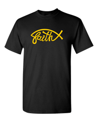 Load image into Gallery viewer, Designs by MyUtopia Shout Out:Faith Fish Christian Faith Unisex T-Shirt,Black / S,Adult Unisex T-Shirt

