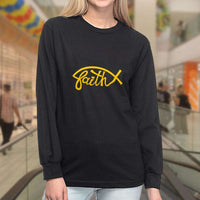 Load image into Gallery viewer, Designs by MyUtopia Shout Out:Faith Fish Christian Long Sleeve T-Shirt
