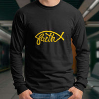 Load image into Gallery viewer, Designs by MyUtopia Shout Out:Faith Fish Christian Long Sleeve T-Shirt
