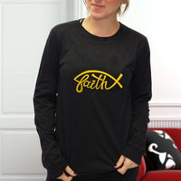 Load image into Gallery viewer, Designs by MyUtopia Shout Out:Faith Fish Christian Long Sleeve T-Shirt
