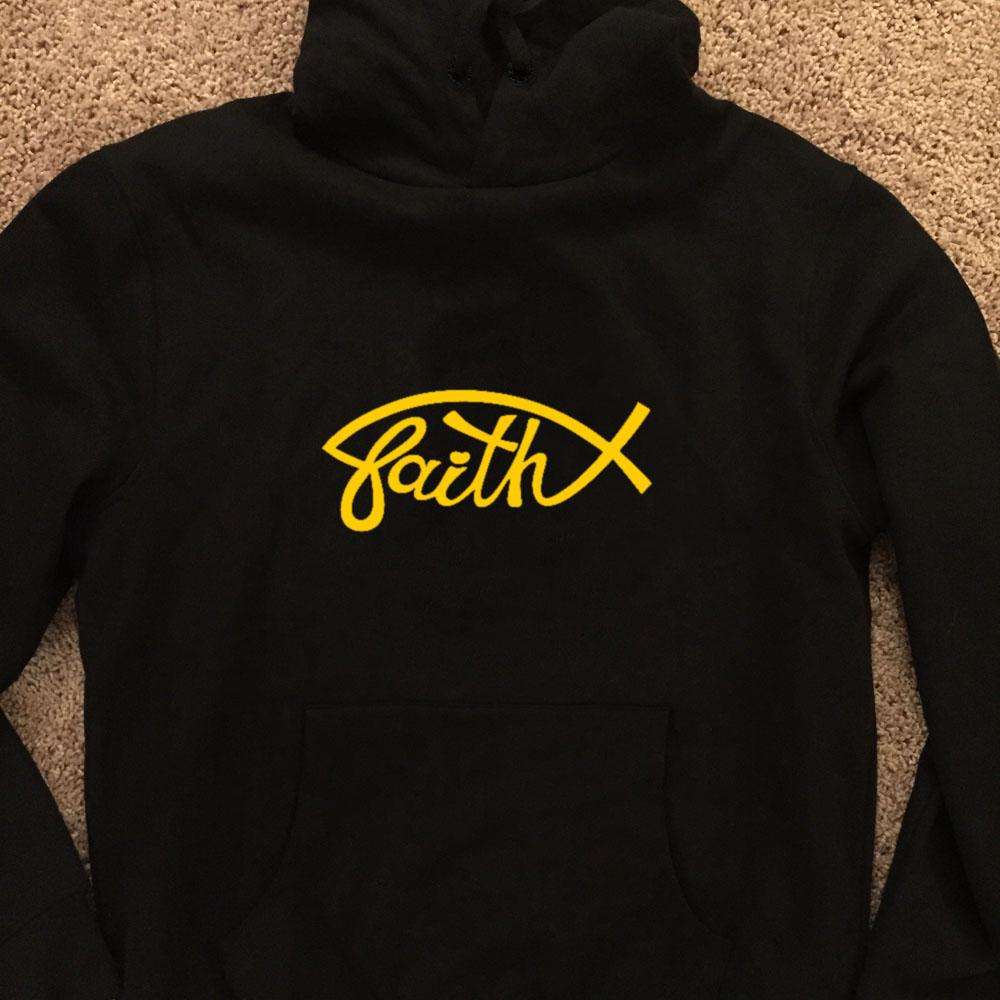 Designs by MyUtopia Shout Out:Faith Fish Christian Pullover Hoodie