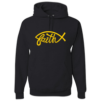 Load image into Gallery viewer, Designs by MyUtopia Shout Out:Faith Fish Christian Pullover Hoodie,S / Black,Pullover Hoodie
