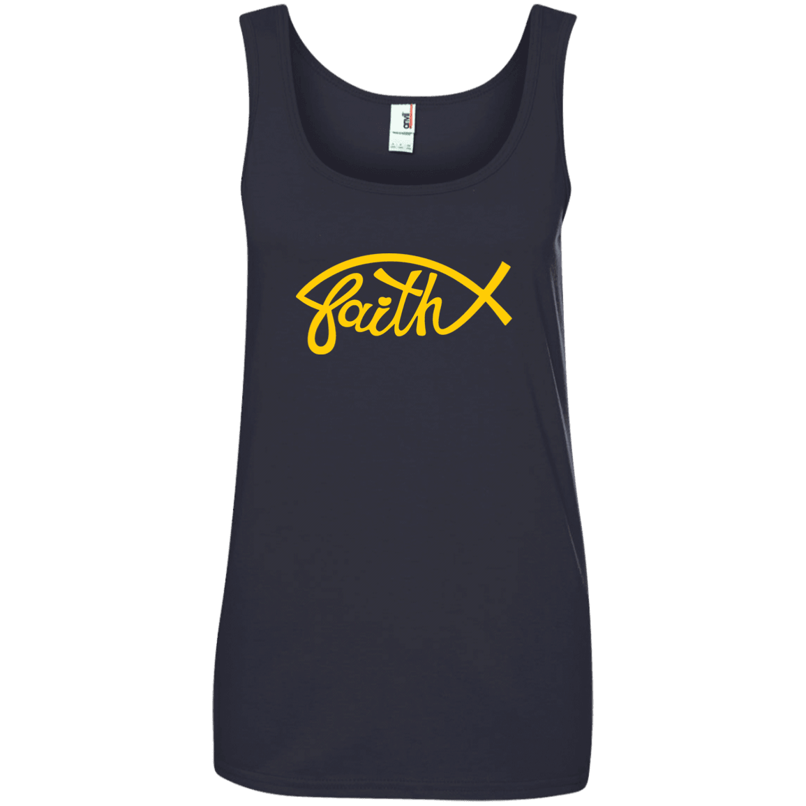 Designs by MyUtopia Shout Out:Faith Fish Ladies' 100% Ringspun Cotton Tank Top - Navy Blue,Navy / S,Tank Tops