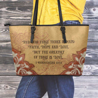 Load image into Gallery viewer, Designs by MyUtopia Shout Out:Faith Hope Love 1 Corinthians 13:13 Bible Verse Country Western Faux Leather Totebag Purse
