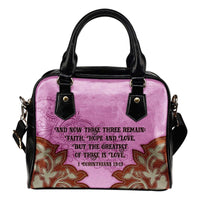 Load image into Gallery viewer, Designs by MyUtopia Shout Out:Faith Hope Love 1 Corinthians 13:13 Bible Verse Country Western Handbag,Pink,Handbag Purse
