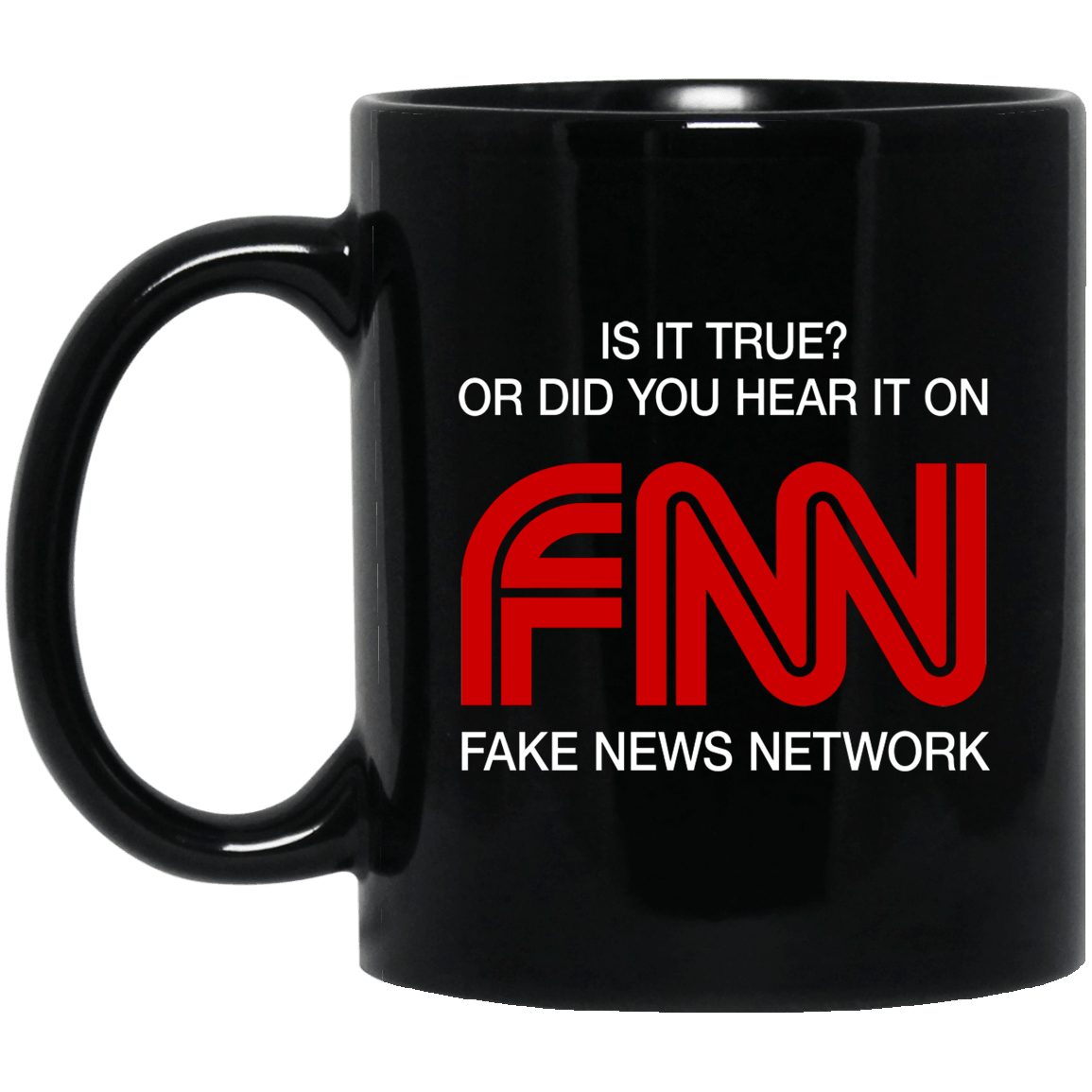 Designs by MyUtopia Shout Out:Fake News Network FNN Ceramic Coffee Mug,BM11OZ 11 oz. Black Mug / Black / One Size,Apparel
