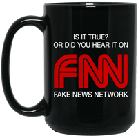 Load image into Gallery viewer, Designs by MyUtopia Shout Out:Fake News Network FNN Ceramic Coffee Mug,BM15OZ 15 oz. Black Mug / Black / One Size,Apparel
