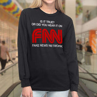 Load image into Gallery viewer, Designs by MyUtopia Shout Out:Fake News Network FNN Trump Humor Long Sleeve Ultra Cotton T-Shirt
