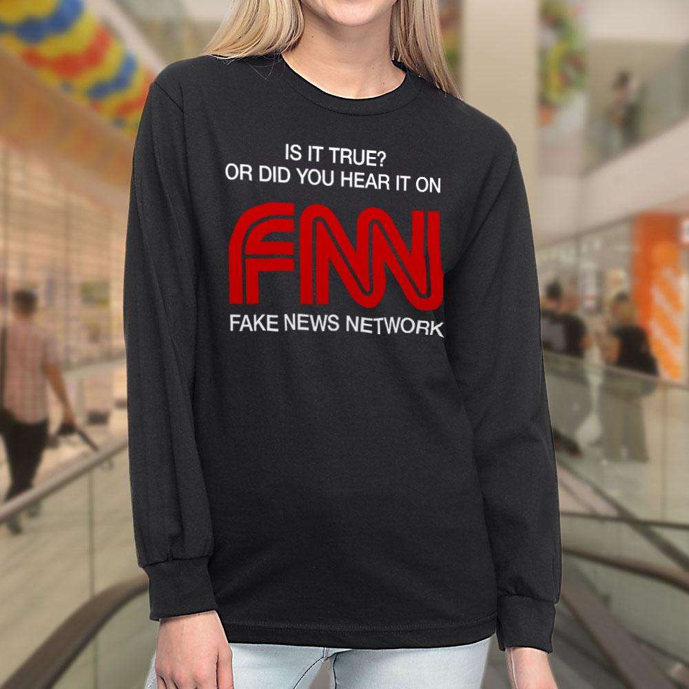 Designs by MyUtopia Shout Out:Fake News Network FNN Trump Humor Long Sleeve Ultra Cotton T-Shirt