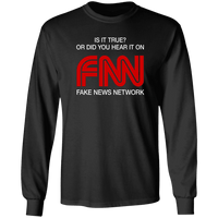 Load image into Gallery viewer, Designs by MyUtopia Shout Out:Fake News Network FNN Trump Humor Long Sleeve Ultra Cotton T-Shirt,S / Black,Long Sleeve T-Shirts
