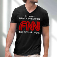 Load image into Gallery viewer, Designs by MyUtopia Shout Out:Fake News Network FNN Trump HUmor Men&#39;s Printed V-Neck T-Shirt
