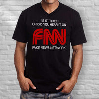 Load image into Gallery viewer, Designs by MyUtopia Shout Out:Fake News Network FNN Trump HUmor Men&#39;s Printed V-Neck T-Shirt
