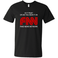 Load image into Gallery viewer, Designs by MyUtopia Shout Out:Fake News Network FNN Trump HUmor Men&#39;s Printed V-Neck T-Shirt,S / Black,Adult Unisex Vneck Tee
