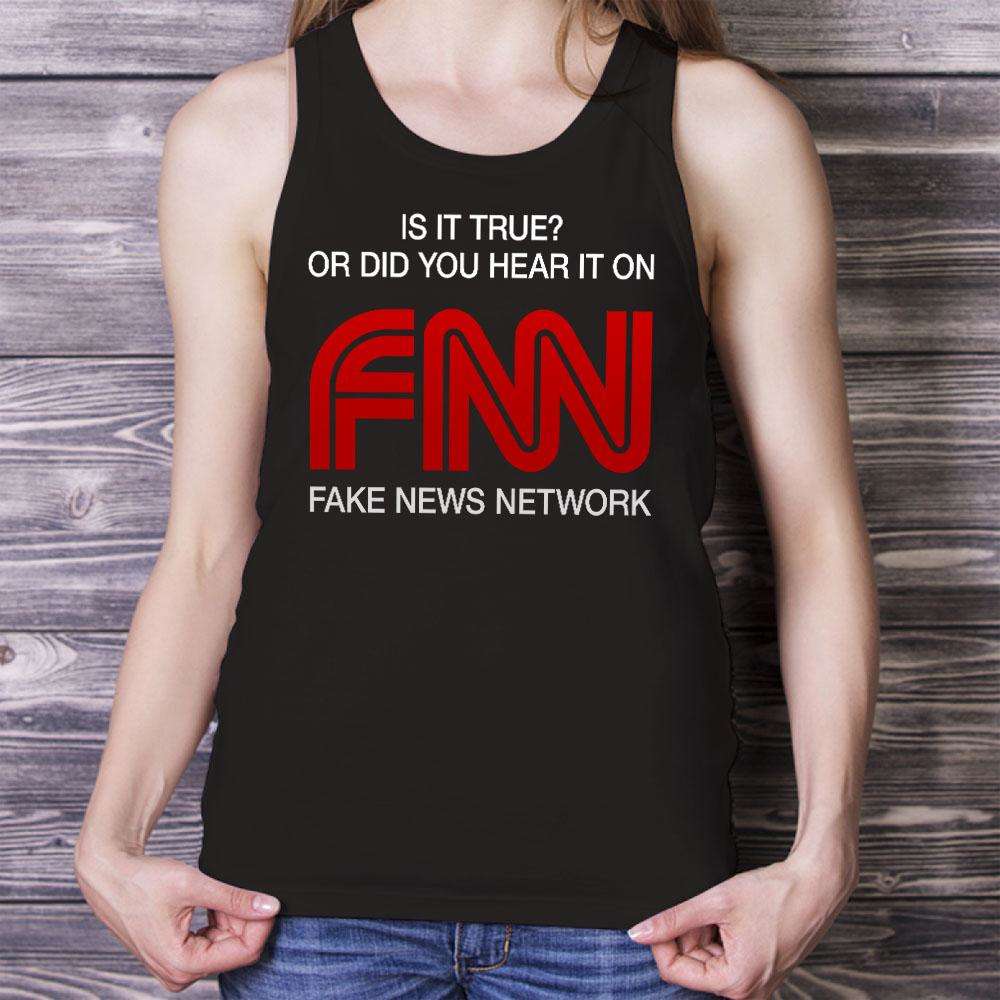 Designs by MyUtopia Shout Out:Fake News Network FNN Trump Humor Unisex Tank