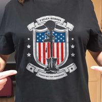 Load image into Gallery viewer, Designs by MyUtopia Shout Out:Fallen Heroes Fallen but Not Forgotten Adult Unisex T-shirt
