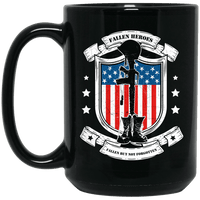Load image into Gallery viewer, Designs by MyUtopia Shout Out:Fallen Heroes Fallen but Not Forgotten Ceramic Coffee Mug - Black,15 oz / Black,Ceramic Coffee Mug
