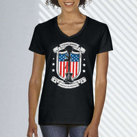 Load image into Gallery viewer, Designs by MyUtopia Shout Out:Fallen Heroes Fallen but Not Forgotten Ladies&#39; V-Neck T-Shirt
