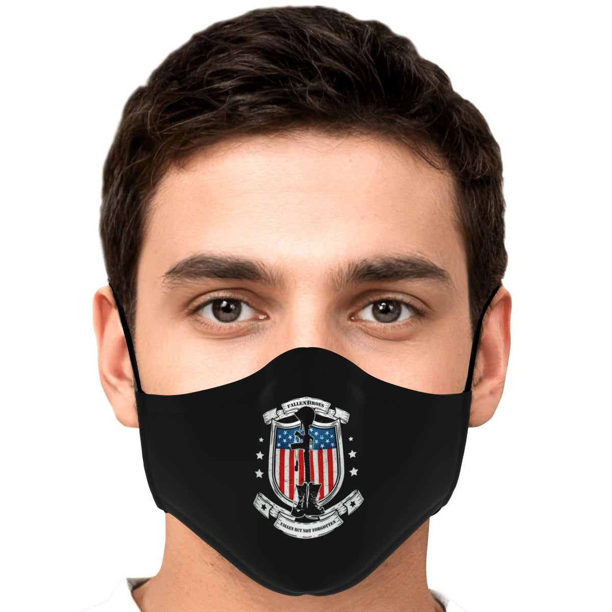 Designs by MyUtopia Shout Out:Fallen Heros - Fallen but not Forgotten Fitted Face Mask with Adjustable Ear Loops,Adult / Single / No filters,Fabric Face Mask