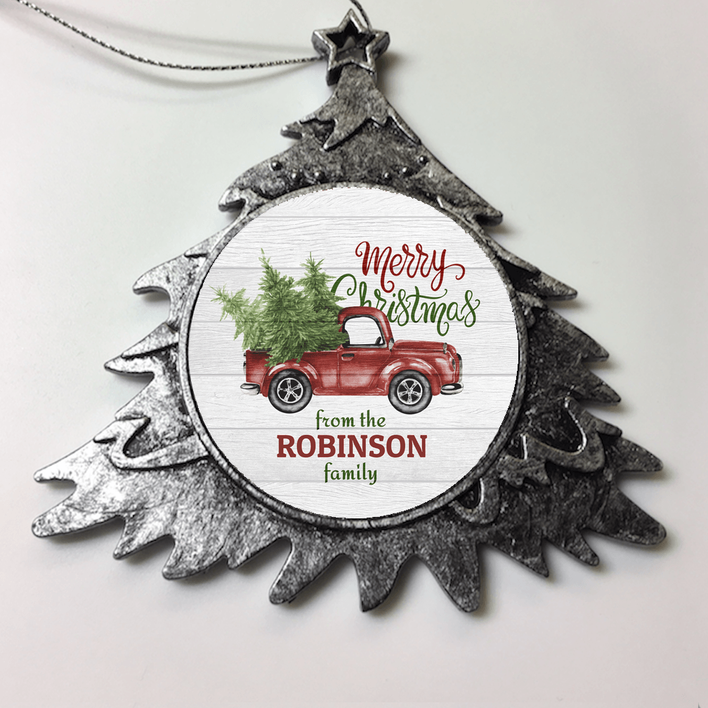 Designs by MyUtopia Shout Out:Family Name Christmas Truck Personalized Christmas Ornament,Christmas Tree,Personalized Christmas Ornament
