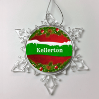 Load image into Gallery viewer, Designs by MyUtopia Shout Out:Family Name Personalized Christmas Keepsake Ornament,Snow Crystal,Personalized Christmas Ornament

