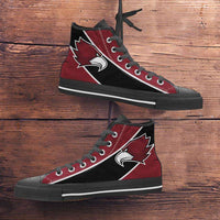 Load image into Gallery viewer, Designs by MyUtopia Shout Out:Fan Art Atlanta Canvas High Top Shoes,Men&#39;s / Mens US 5 (EU38) / Red/Black,High Top Sneakers

